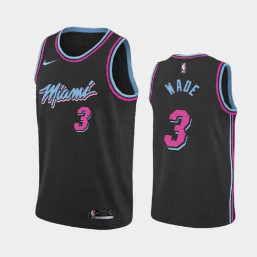 Men's Miami Heat #3 Dwyane Wade Black 2018-19 City Jersey