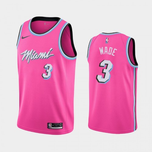 Men's Miami Heat #3 Dwyane Wade Pink 2018-19 Earned Jersey