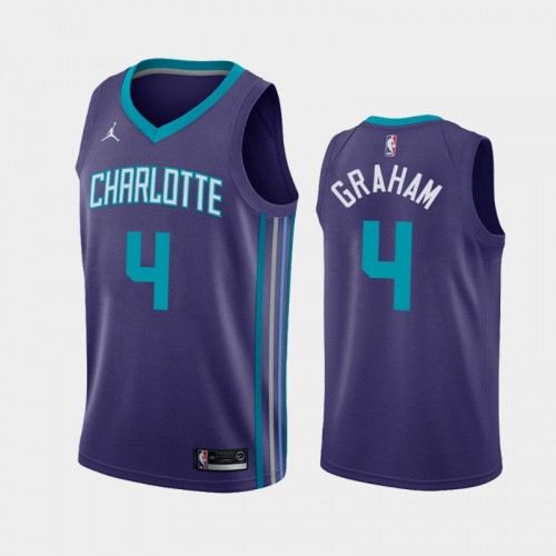 Men's Charlotte Hornets #4 Devonte' Graham Purple 2019 season Statement Jersey