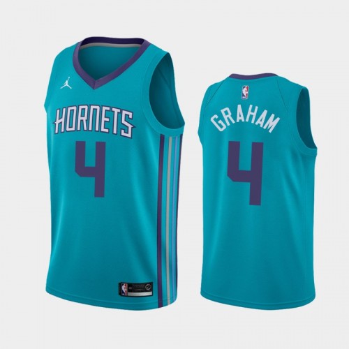 Men's Charlotte Hornets #4 Devonte' Graham Teal 2019 season Icon Jersey