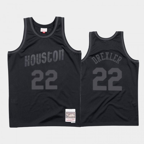 Houston Rockets #22 Clyde Drexler Black 1993-94 Throwback Tonal Hardwood Classics Jersey