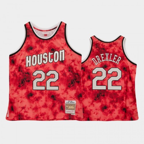 Men's Houston Rockets #22 Clyde Drexler Red Galaxy Jersey