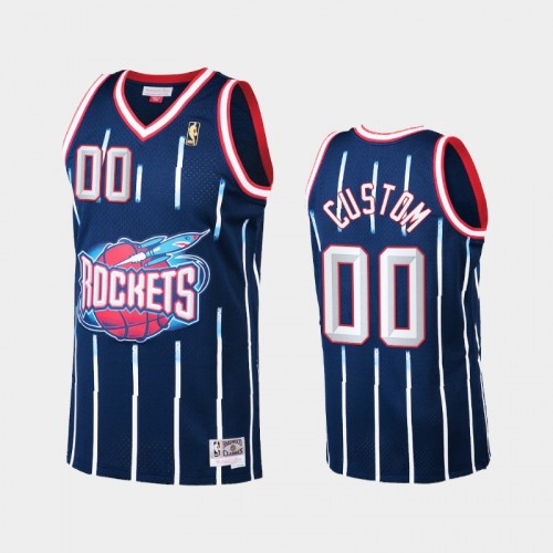 Men's Houston Rockets #00 Custom Navy Hardwood Classics Jersey