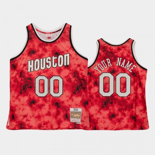 Men's Houston Rockets #00 Custom Red Galaxy Jersey