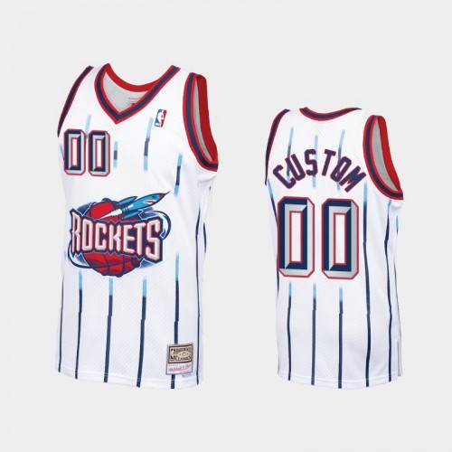 Men's Houston Rockets #00 Custom White Hardwood Classics Jersey