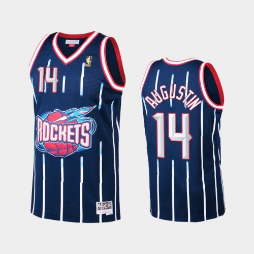 Men's Houston Rockets #14 D.J. Augustin Navy Hardwood Classics Jersey