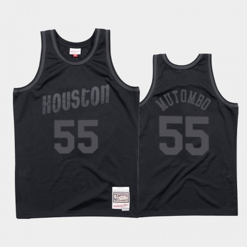 Houston Rockets #55 Dikembe Mutombo Black 1993-94 Throwback Tonal Hardwood Classics Jersey