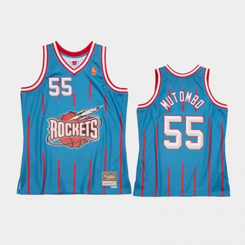 Men's Houston Rockets #55 Dikembe Mutombo Light Blue Reload 2.0 Jersey