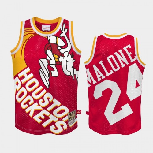 Men's Houston Rockets #24 Moses Malone Red Big Face 2.0 Hardwood Classics Jersey