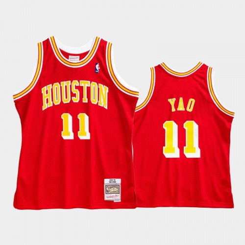 Houston Rockets #11 Yao Ming Red Hardwood Classics Throwback Jersey