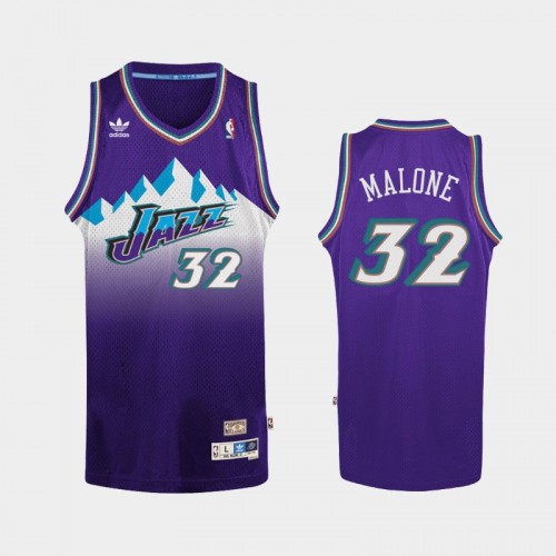 Men's Utah Jazz #32 Karl Malone Purple Hardwood Classics Jersey