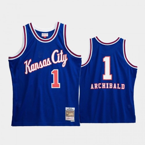 Kansas City Kings #1 Nate Archibald Blue 1975-76 Hardwood Classics Jersey