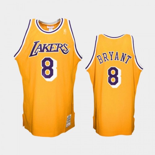 Men's Kobe Bryant Los Angeles Lakers 1996-1997 Los Angeles Lakers #8 Kobe Bryant Gold Hardwood Classics Jersey