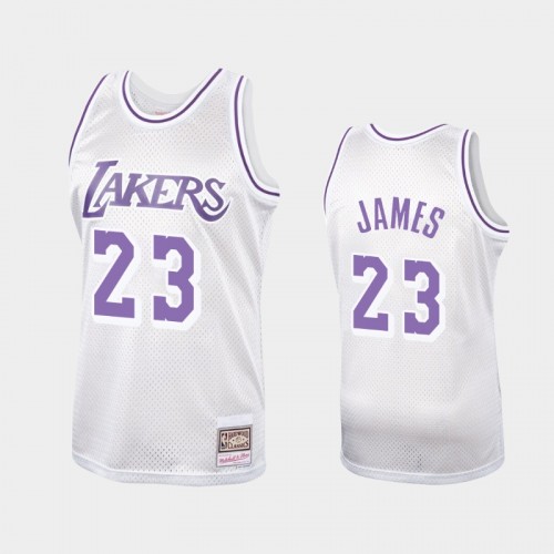 Men's Los Angeles Lakers LeBron James #23 Platinum Hardwood Classics Jersey