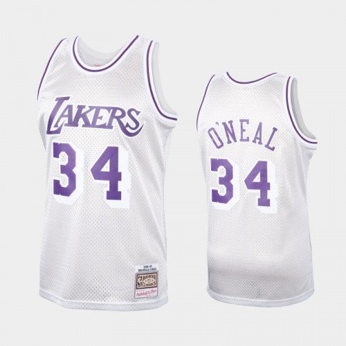 Men's Los Angeles Lakers #34 Shaquille O'Neal Platinum Hardwood Classics Jersey