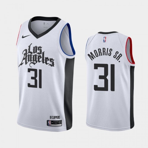 Men's Los Angeles Clippers #31 Marcus Morris Sr. White 2019-20 Hardwood Classics Jersey