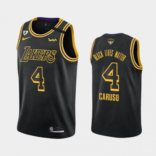 Los Angeles Lakers Alex Caruso #4 Black 2020 NBA Finals Bound Black Lives Matter Honor Kobe and Gianna Jersey