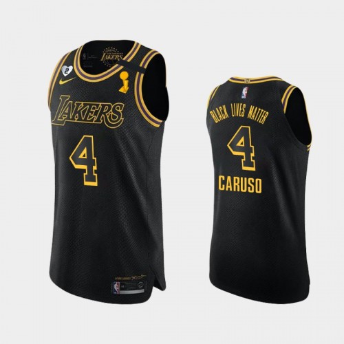 Los Angeles Lakers Alex Caruso #4 Black 2020 NBA Finals Champions Black Lives Matter For Kobe and Gianna Jersey