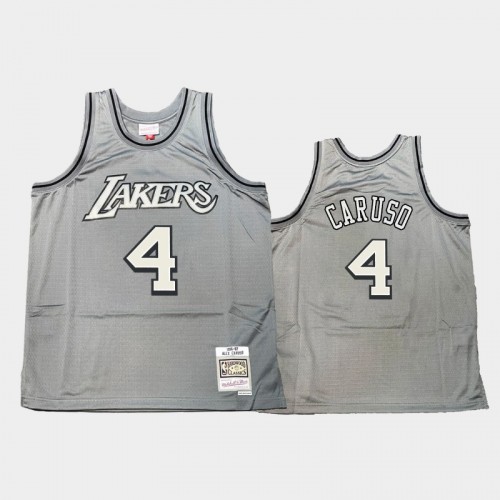 Los Angeles Lakers #4 Alex Caruso Gray Hardwood Classics Throwback Metal Works Jersey