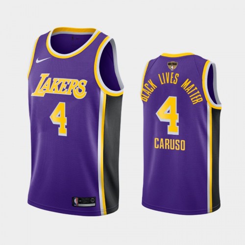 Los Angeles Lakers Alex Caruso #4 Purple 2020 NBA Finals Bound Black Lives Matter Statement Jersey