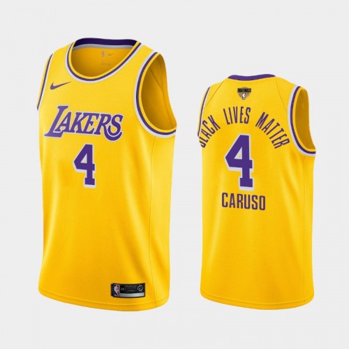 Los Angeles Lakers Alex Caruso #4 Yellow 2020 NBA Finals Bound Black Lives Matter Icon Jersey