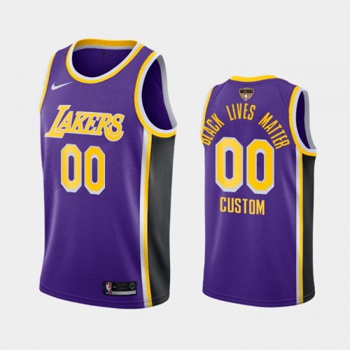 Los Angeles Lakers Custom #00 Purple 2020 NBA Finals Bound Black Lives Matter Statement Jersey