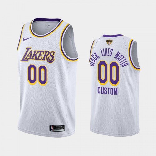 Los Angeles Lakers Custom #00 White 2020 NBA Finals Bound Black Lives Matter Association Jersey