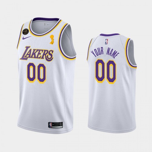 Los Angeles Lakers Custom #00 White 2020 NBA Finals Champions Association Jersey