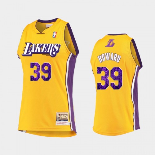 Men's Los Angeles Lakers #39 Dwight Howard Gold 2021 snakeskin Hardwood Classics Jersey