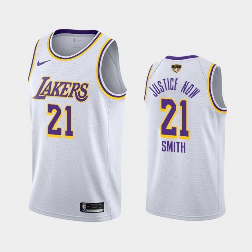 Los Angeles Lakers J.R. Smith #21 White 2020 NBA Finals Bound Justice Now Association Jersey