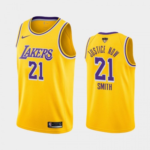 Los Angeles Lakers J.R. Smith #21 Yellow 2020 NBA Finals Bound Justice Now Icon Jersey