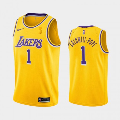 Los Angeles Lakers Kentavious Caldwell-Pope #1 Yellow 2020 NBA Finals Champions Icon Jersey