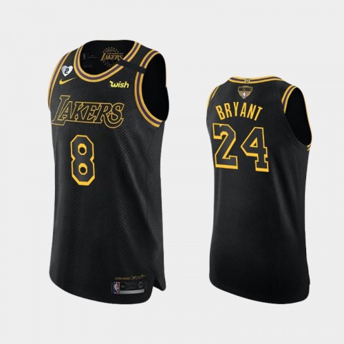 Los Angeles Lakers Kobe Bryant #24 Black 2020 NBA Finals Bound Kobe and Gianna Tribute Dual Number Authentic Jersey