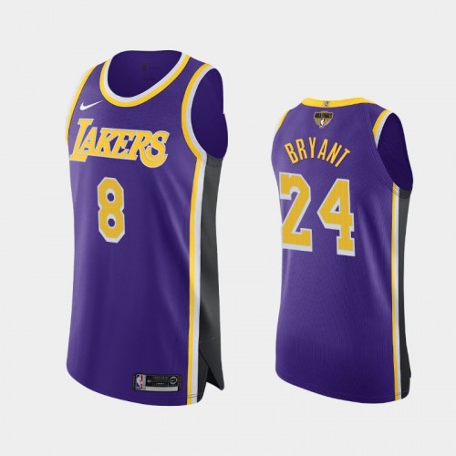 Los Angeles Lakers Kobe Bryant #8 Purple 2020 NBA Finals Bound Statement Authentic Dual Number Jersey