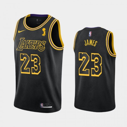 Los Angeles Lakers LeBron James #23 Black 2020 NBA Finals Champions Mamba Tribute City Jersey