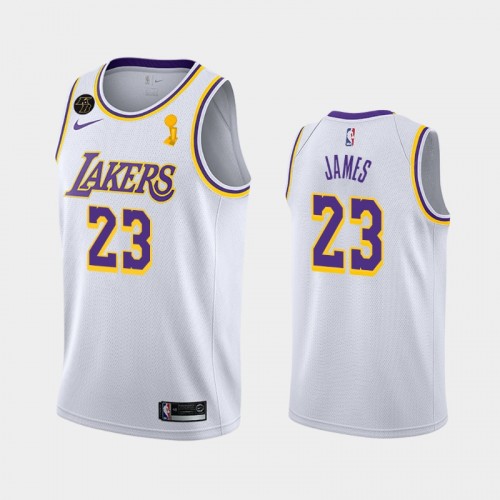 Los Angeles Lakers LeBron James #23 White 2020 NBA Finals Champions Association Jersey