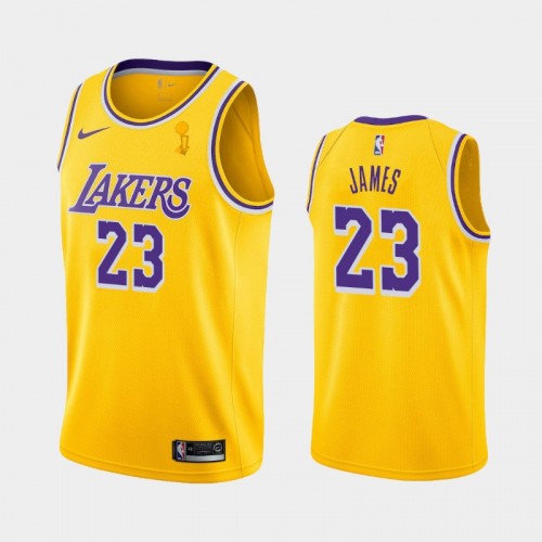Los Angeles Lakers LeBron James #23 Yellow 2020 NBA Finals Champions Icon Jersey