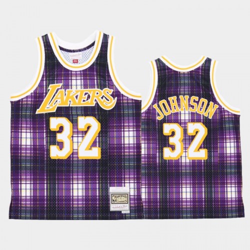 Men's Los Angeles Lakers #32 Magic Johnson Purple Private School jersey