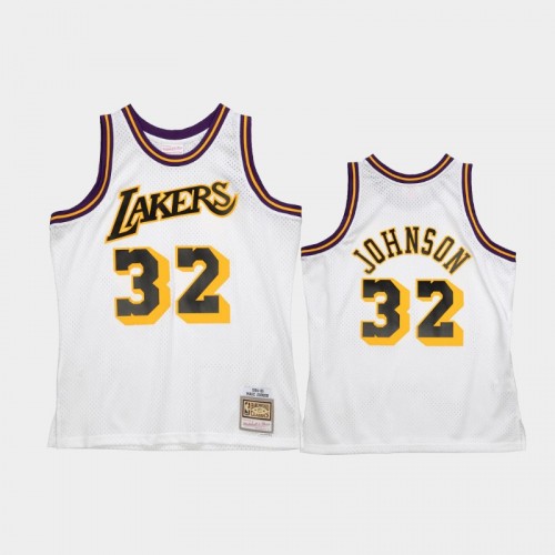 Men's Los Angeles Lakers #32 Magic Johnson White 1984-85 Reload 2.0 Jersey