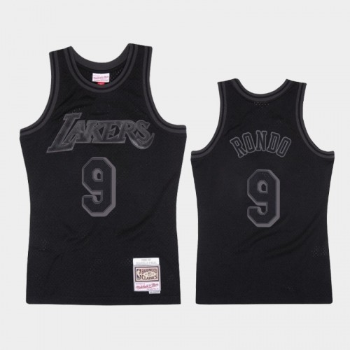 Los Angeles Lakers #9 Rajon Rondo Black 1996-97 Throwback Tonal Hardwood Classics Jersey