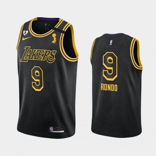 Los Angeles Lakers Rajon Rondo #9 Black 2020 NBA Finals Champions Tribute Kobe and Gianna Jersey