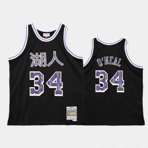Los Angeles Lakers #34 Shaquille O'Neal Black 1996-97 Lunar New Year OX Jersey