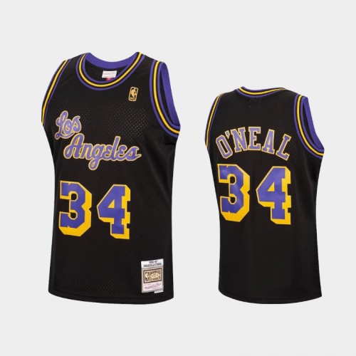 Los Angeles Lakers #34 Shaquille O'Neal Black 1996-97 Reload Hardwood Classics Jersey