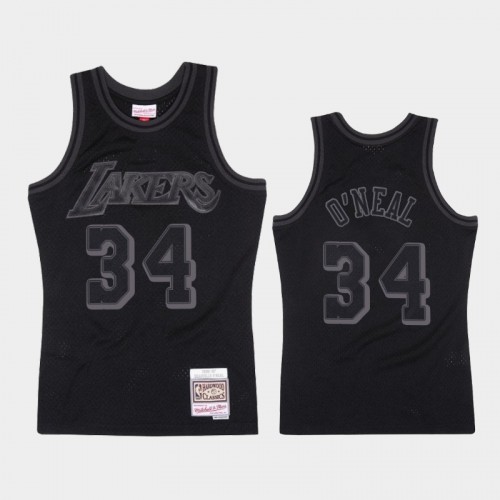 Los Angeles Lakers #34 Shaquille O'Neal Black 1996-97 Throwback Tonal Hardwood Classics Jersey