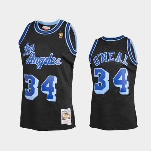 Men's Los Angeles Lakers #34 Shaquille O'Neal Black Reload 2.0 Hardwood Classics Jersey