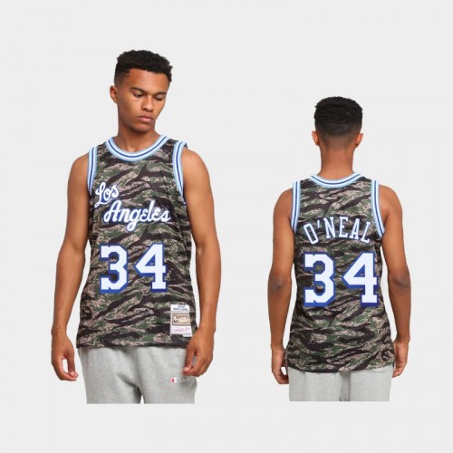 Los Angeles Lakers #34 Shaquille O'Neal Green Tiger Camo Limited Jersey