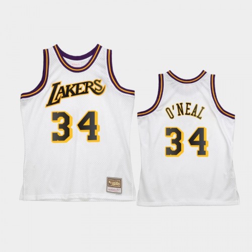 Men's Los Angeles Lakers #34 Shaquille O'Neal White Reload 2.0 Jersey