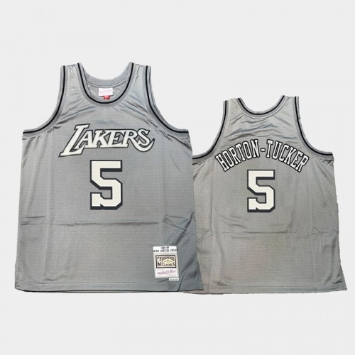 Los Angeles Lakers #5 Talen Horton-Tucker Gray Hardwood Classics Throwback Metal Works Jersey