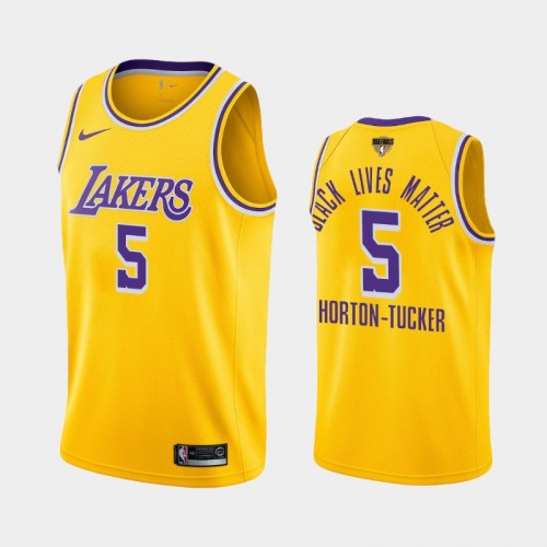 Los Angeles Lakers Talen Horton-Tucker #5 Yellow 2020 NBA Finals Bound Black Lives Matter Icon Jersey