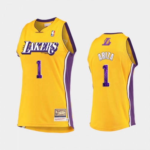 Men's Los Angeles Lakers #1 Trevor Ariza Gold 2021 snakeskin Hardwood Classics Jersey